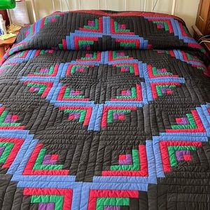 90’s Amish Quilt King “Log Cabin”